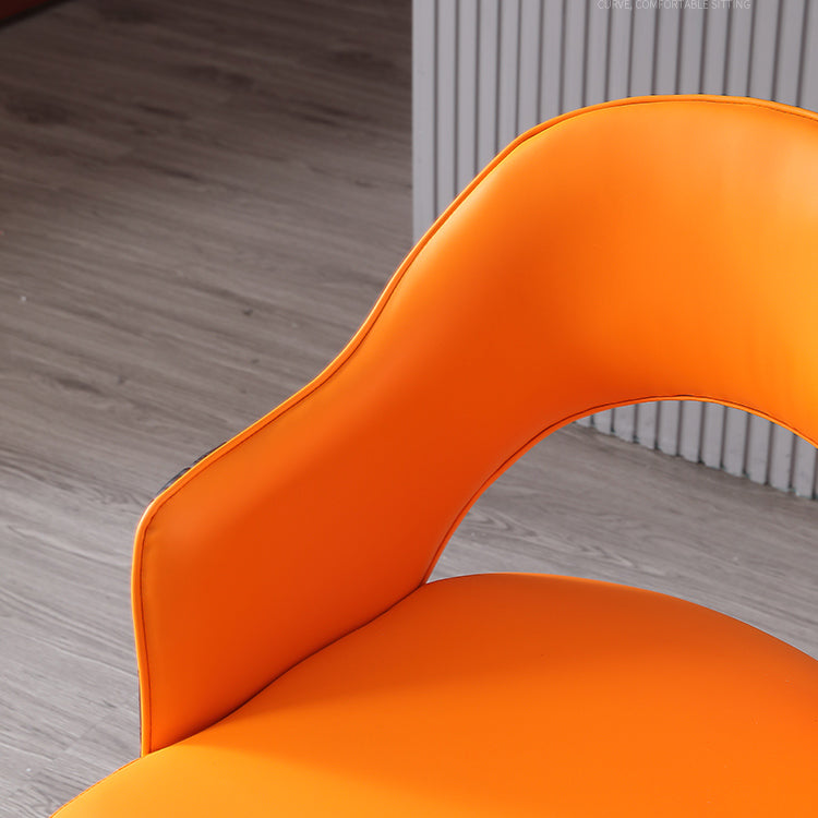 Glam Open Back Dining Armchair PU Leather Dining Chair for Home