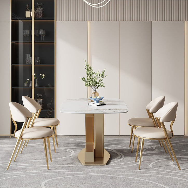 Glam Upholstered Dining Chairs Faux Leather Kitchen Dining Chair