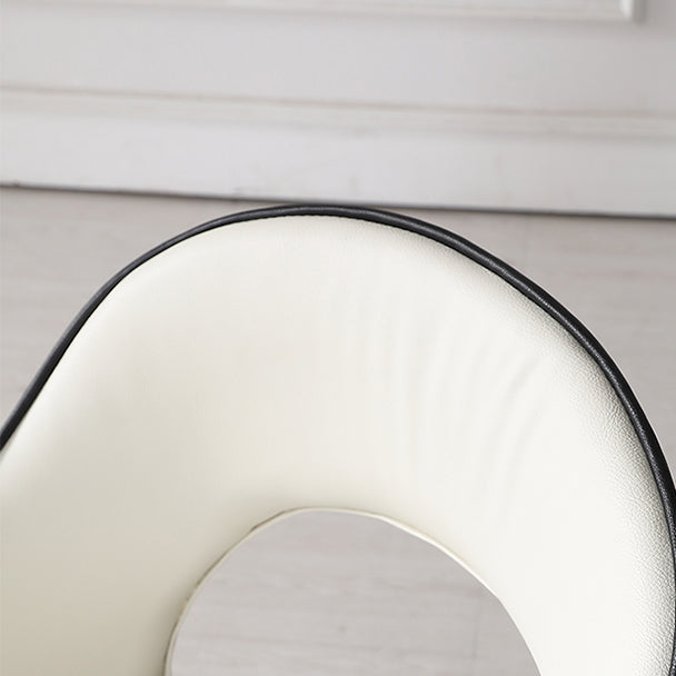 Glam Open Back Dining Armchair PU Leather Dining Chair with Solid Wood Legs