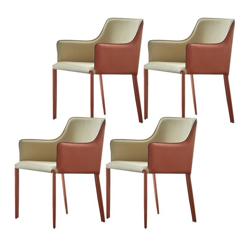 Upholstered Arm Chair Indoor Modern Faux Leather Dining Arm Chair with Metal Frame