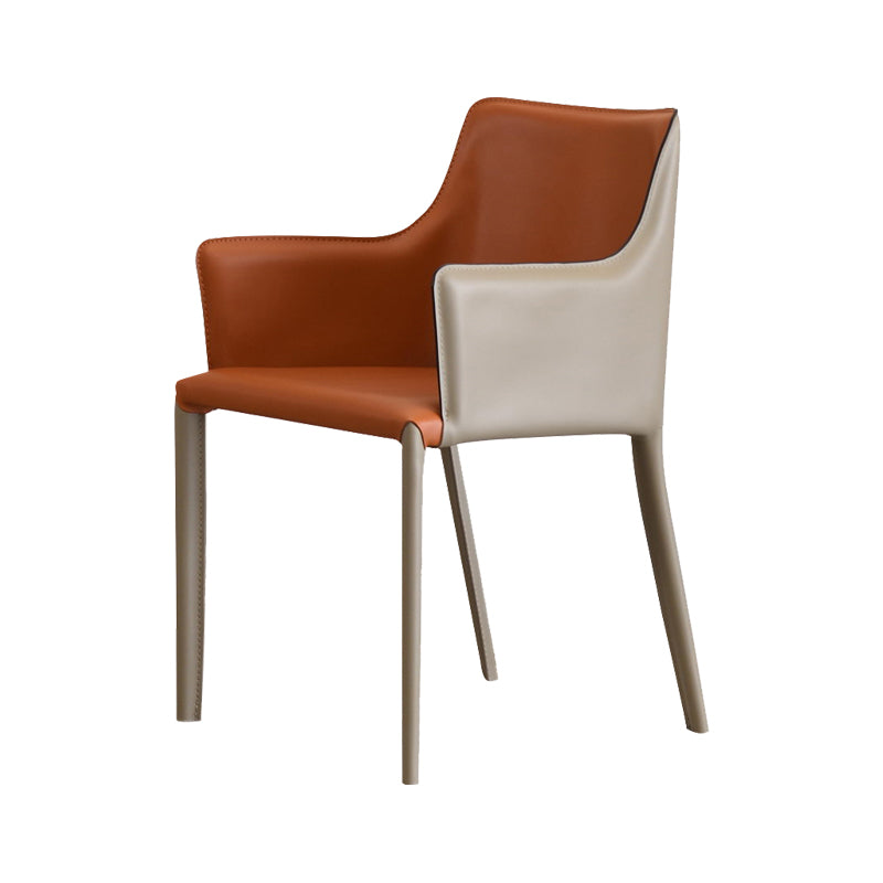 Upholstered Arm Chair Indoor Modern Faux Leather Dining Arm Chair with Metal Frame