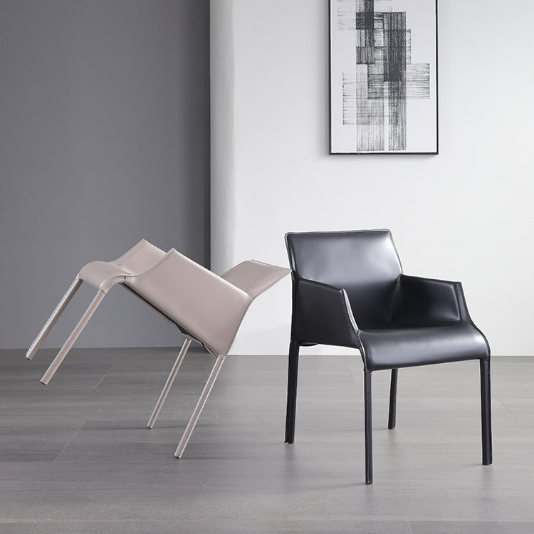 Modern Indoor Upholstered Arm Chair Faux Leather Dining Chair for Dining Room