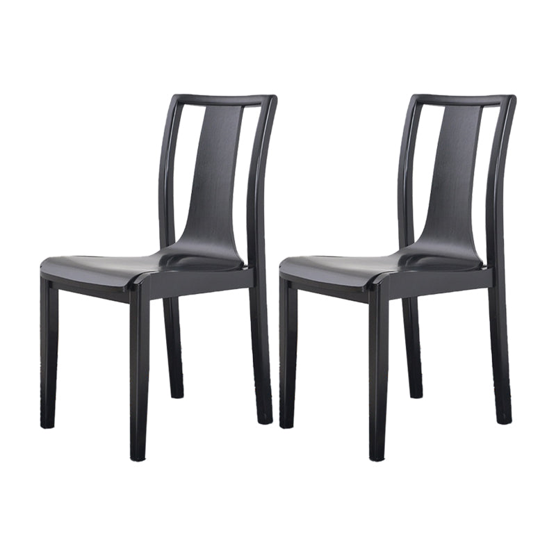 Contemporary Kitchen Dining Side Chair Wood Slat Back Side Chair in Black