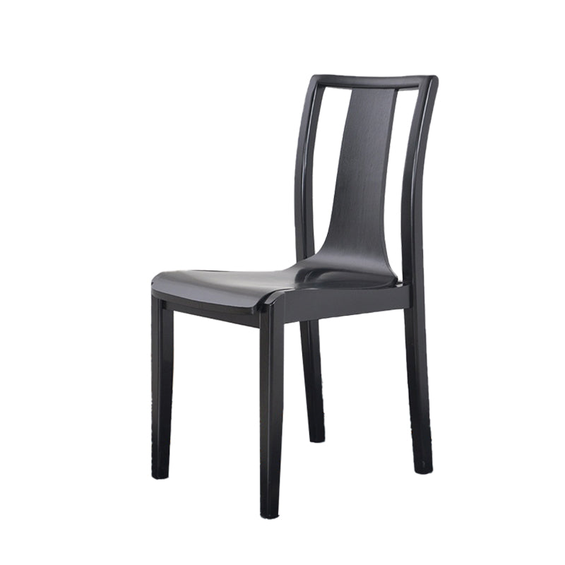 Contemporary Kitchen Dining Side Chair Wood Slat Back Side Chair in Black