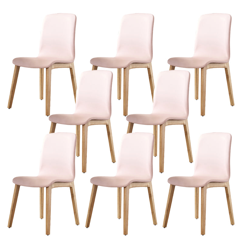 Indoor PU Leather Dining Chair Solid Wood Legs Dining Side Chair