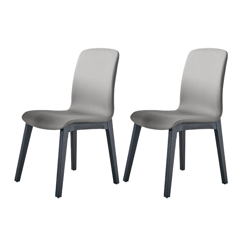 Indoor PU Leather Dining Chair Solid Wood Legs Dining Side Chair