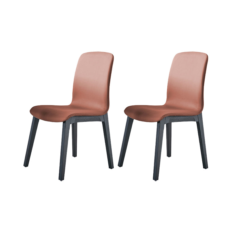 Indoor PU Leather Dining Chair Solid Wood Legs Dining Side Chair