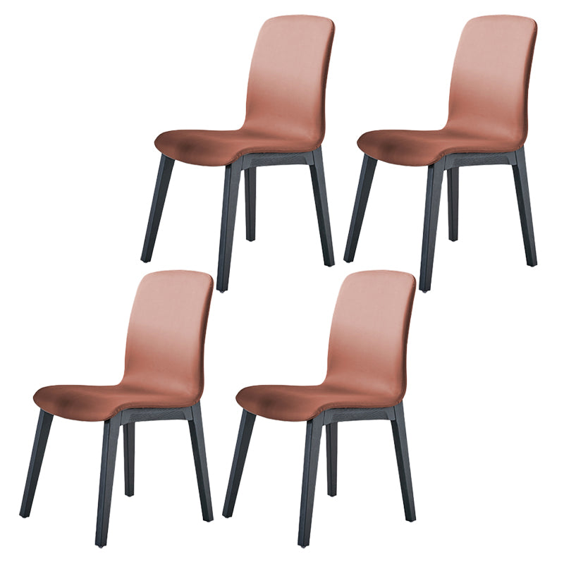 Indoor PU Leather Dining Chair Solid Wood Legs Dining Side Chair