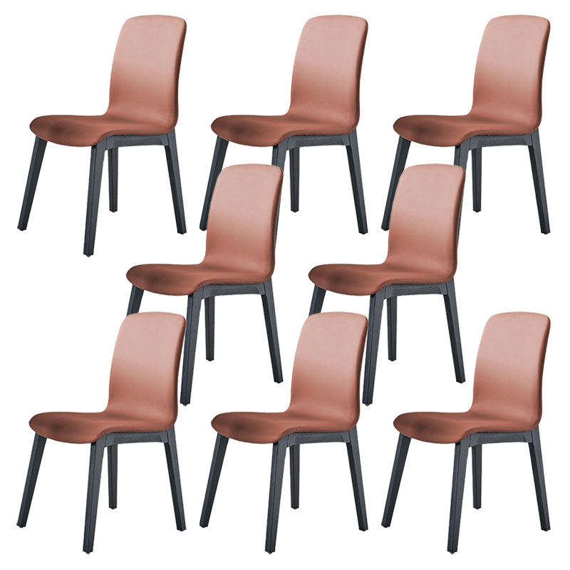 Indoor PU Leather Dining Chair Solid Wood Legs Dining Side Chair