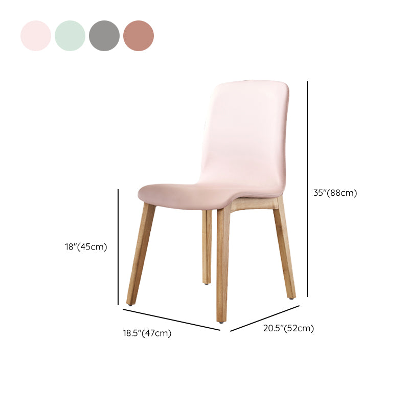 Indoor PU Leather Dining Chair Solid Wood Legs Dining Side Chair