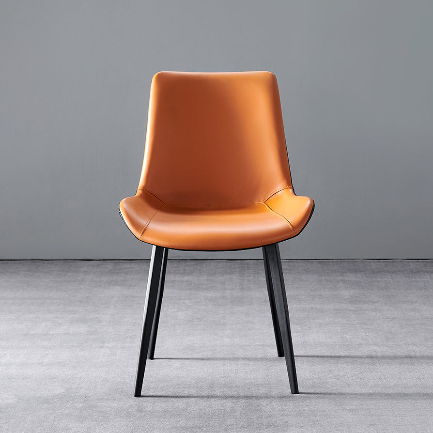 Industrial Dining Faux Leather Chair Indoor Black Metal Legs Dining Chair