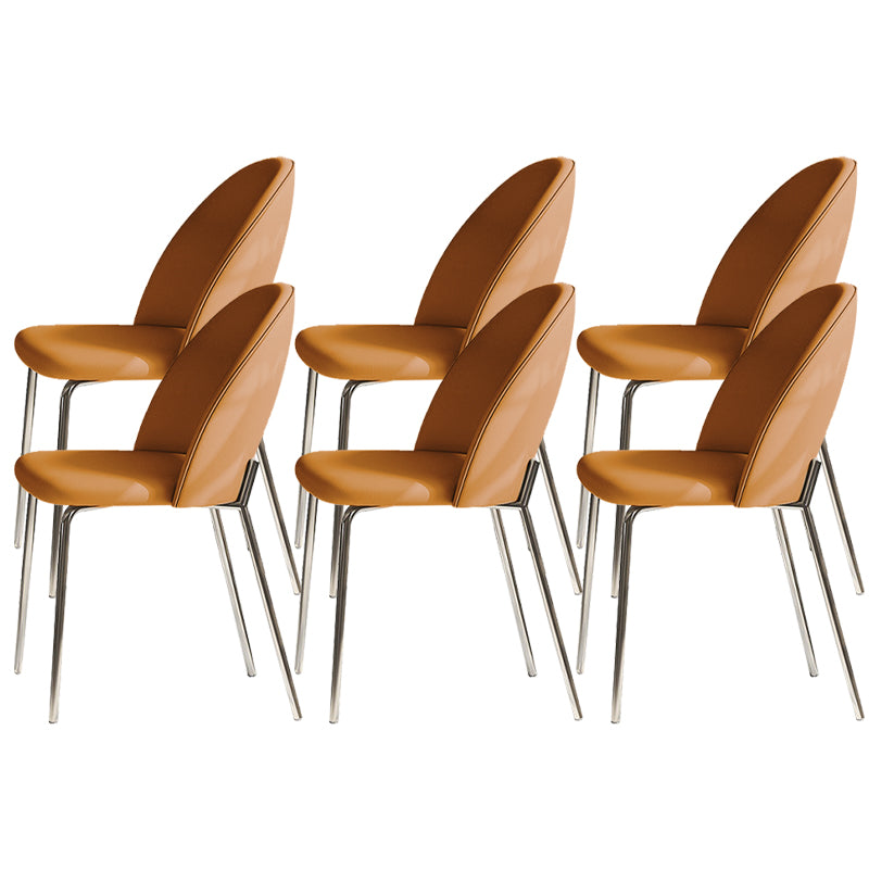 Contemporary Kitchen Dining Chairs Faux Leather Side Chairs with Metal Legs