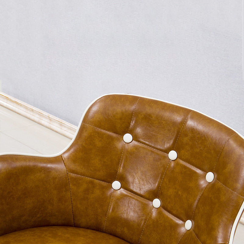 Glam Kitchen Dining Chairs Faux Leather Dining Arm Chair in Brown