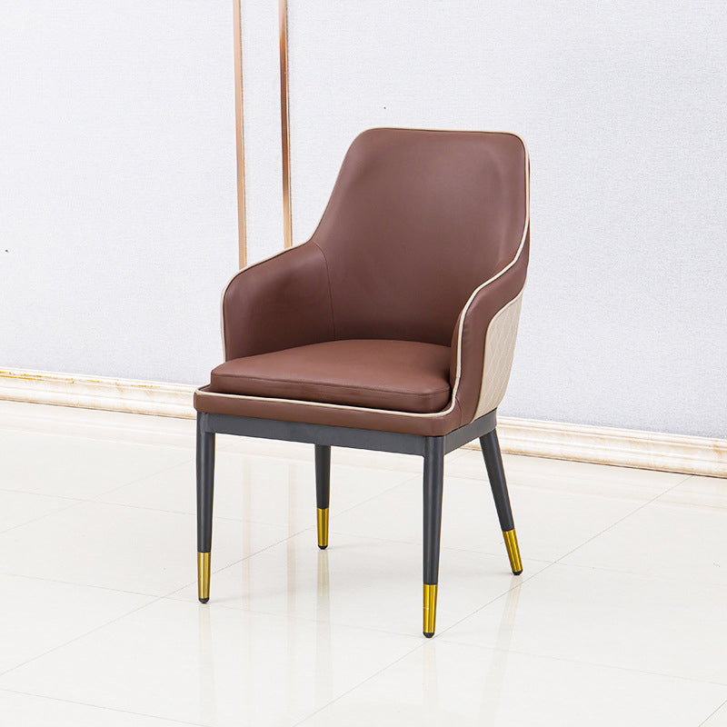 Glam Kitchen Dining Arm Chair Upholstered Side Chair with Metal Legs