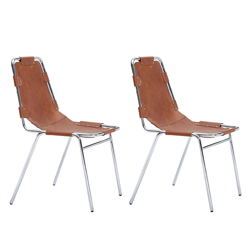 Contemporary Kitchen Dining Chairs Faux Leather Side Chairs with Silver Legs