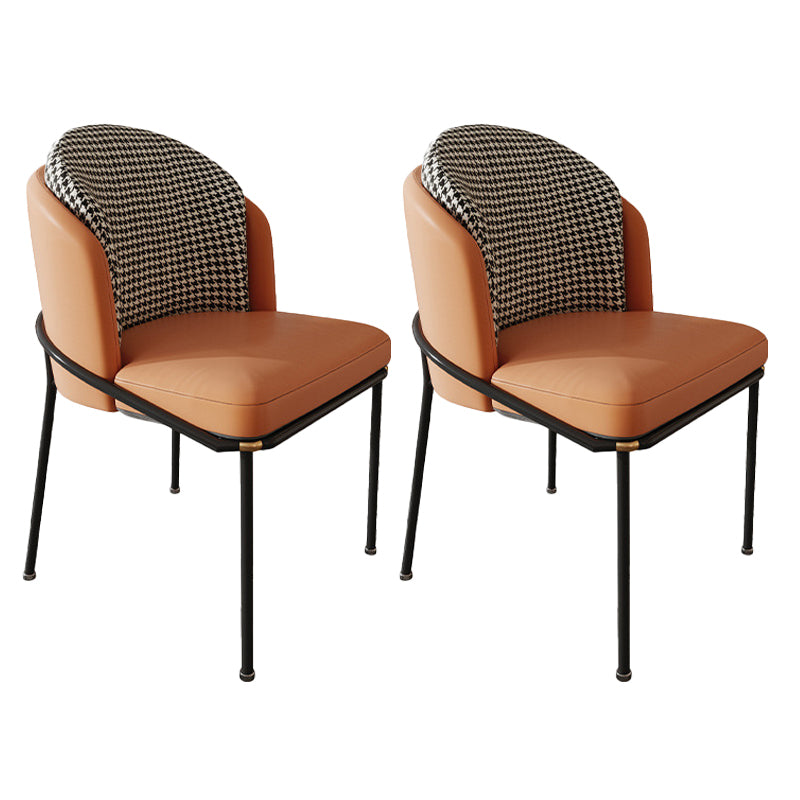 Glam Metal Kitchen Dining Chairs Upholstered Side Chairs with Black Legs