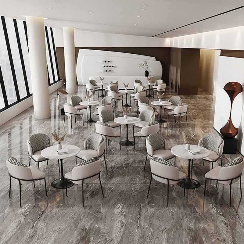 Glam Metal Kitchen Dining Chairs Upholstered Side Chairs with Black Legs