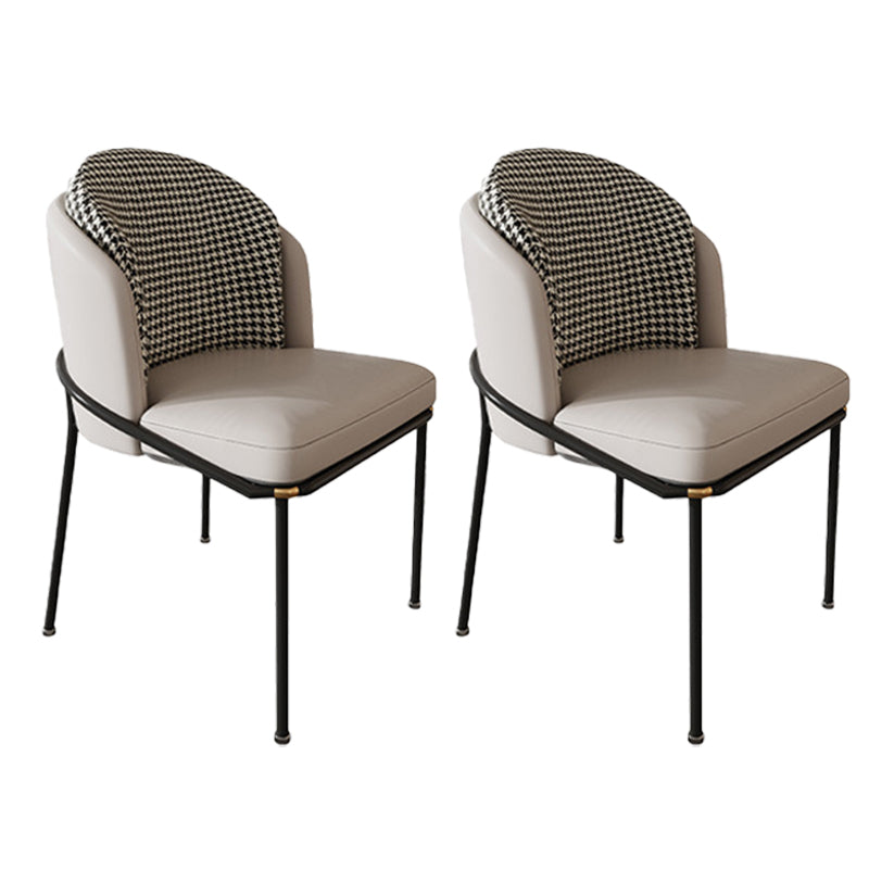 Glam Metal Kitchen Dining Chairs Upholstered Side Chairs with Black Legs