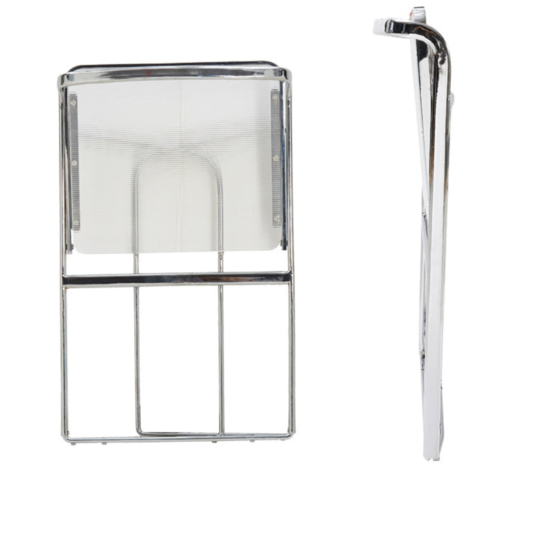 Metal Kitchen Dining Chairs Open Back Dining Side Chair in Silver