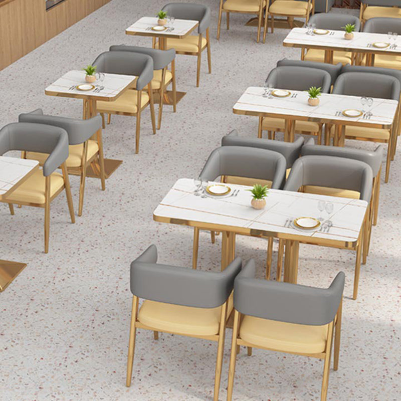Metal Kitchen Dining Armchairs Open Back Dining Side Chairs for Indoor