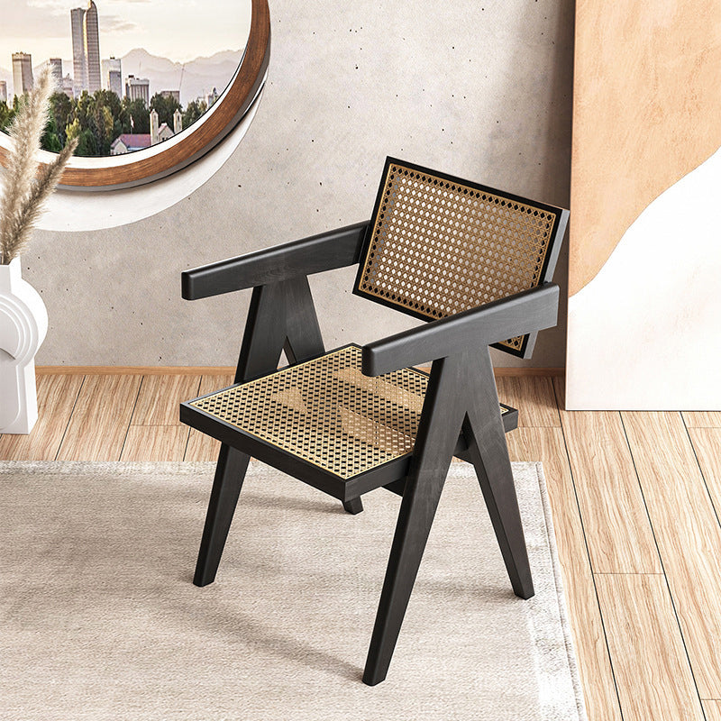 Traditional Kitchen Dining Chairs Rubber Wood Arm Dining Chairs