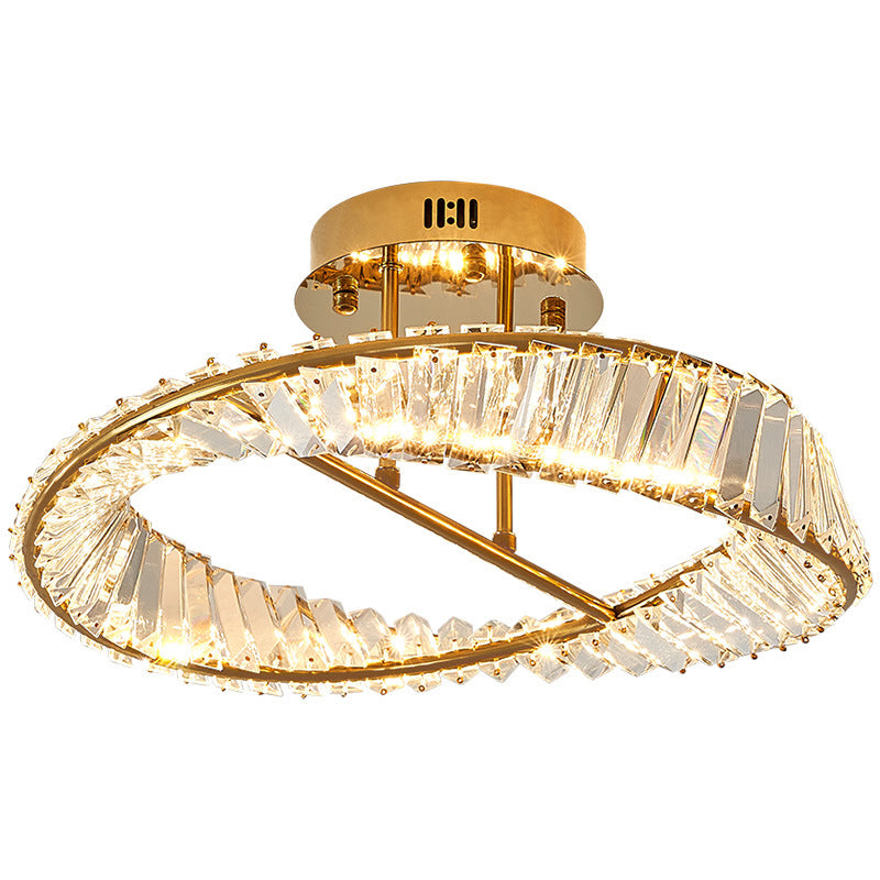 Linear Crystal 1 - Light Semi Flush Mount in Polished Gold Interior LED Ceiling Semi Flush