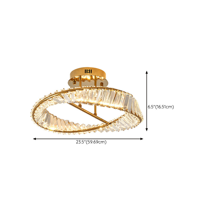 Linear Crystal 1 - Light Semi Flush Mount in Polished Gold Interior LED Ceiling Semi Flush