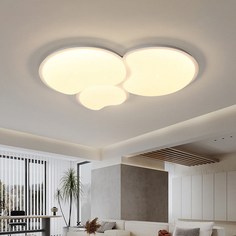 1 / 3 - Light Matte White Flush Mount Iron and Acrylic Cluster Ceiling Flush