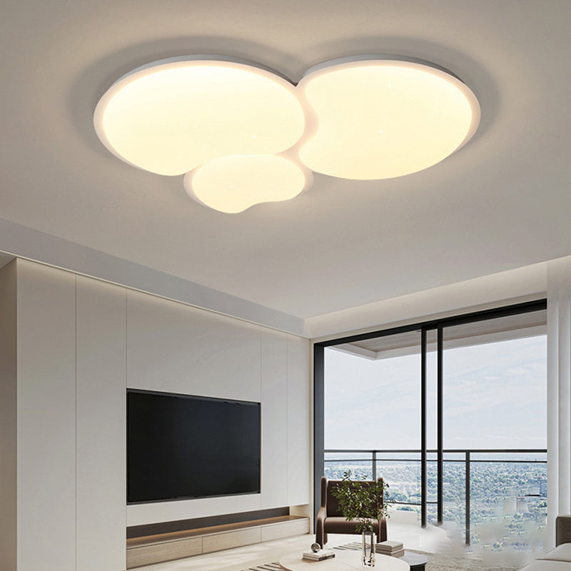 1 / 3 - Light Matte White Flush Mount Iron and Acrylic Cluster Ceiling Flush