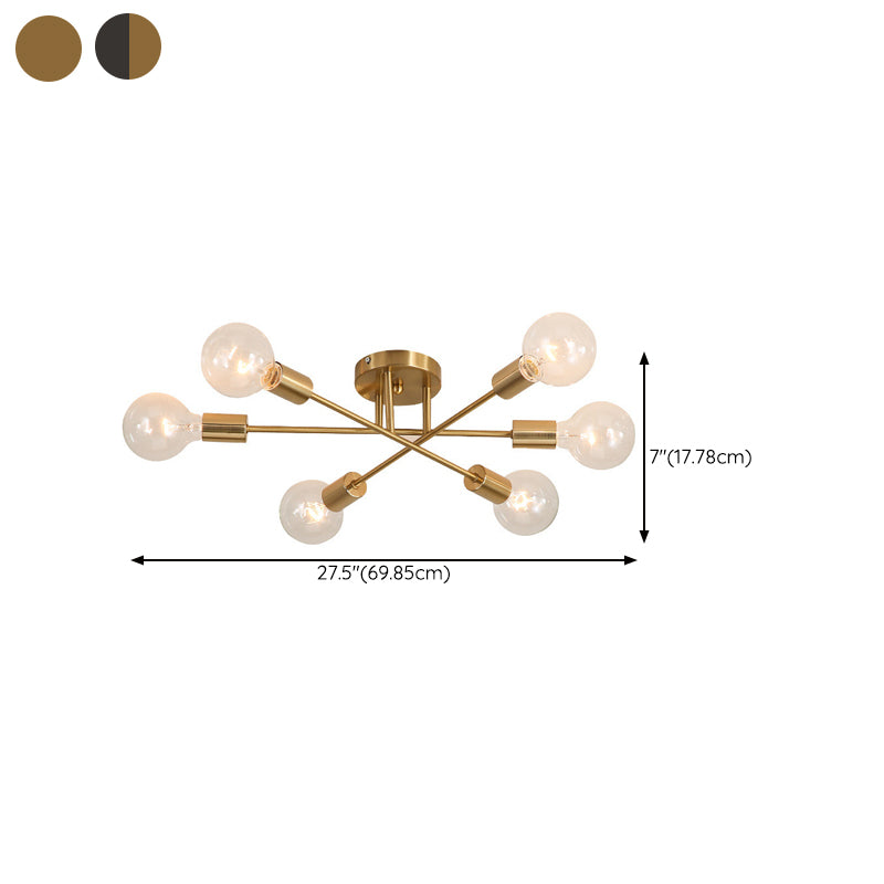 Sputnik Ceiling Lighting Contemporary Semi Flush Mount for Living Room