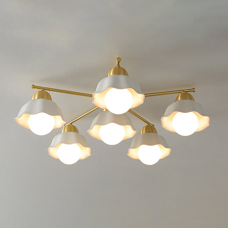 Contemporary Ceiling Lighting Gold and White Ceiling Mount Chandelier for Living Room