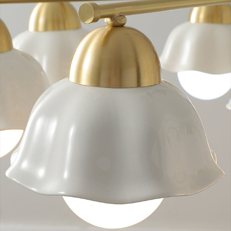 Contemporary Ceiling Lighting Gold and White Ceiling Mount Chandelier for Living Room