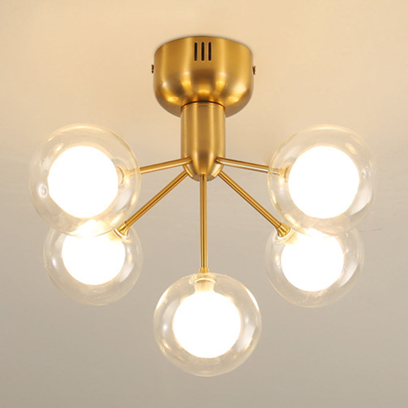 Sputnik Ceiling Lighting Contemporary 5-Light Semi Flush Mount for Hallway