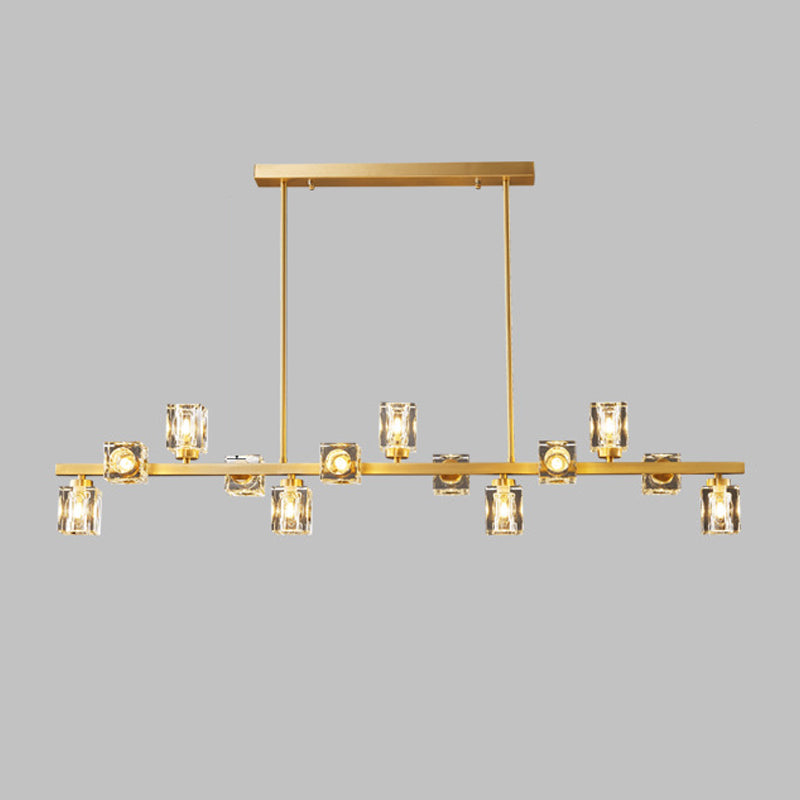 Contemporary 7/9/11/13/15-Light Golden Kitchen Island Lighting LED Ceiling Light