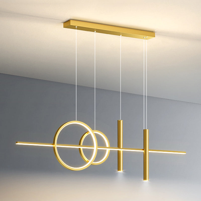 Contemporary 5-Light Golden Kitchen Island Lighting LED Ceiling Light