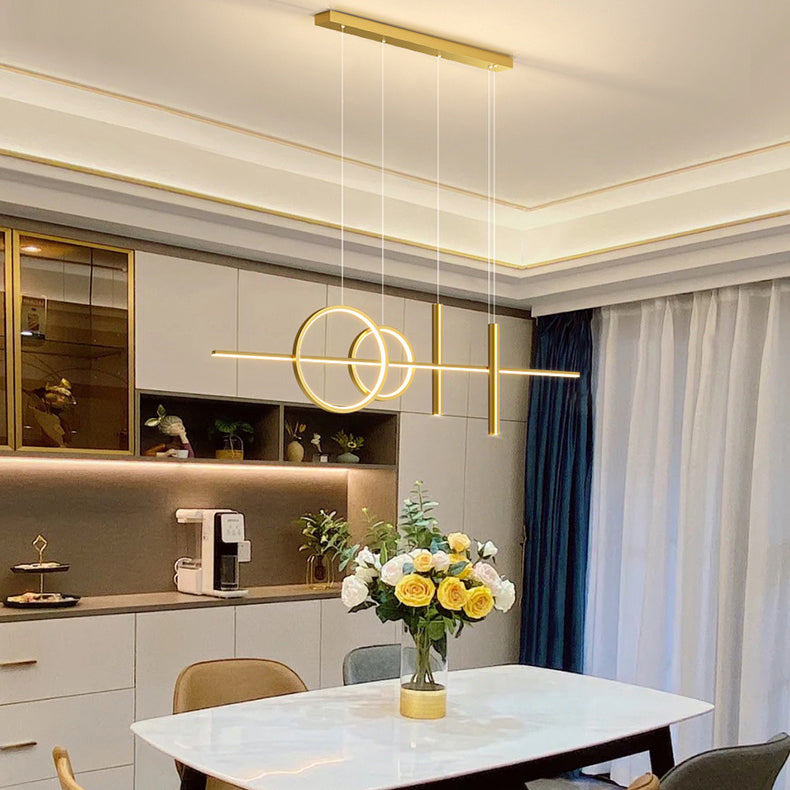 Contemporary 5-Light Golden Kitchen Island Lighting LED Ceiling Light
