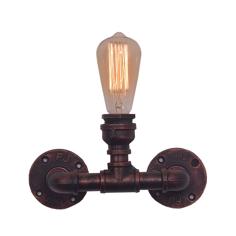 Industrial Style Pipe Shape Wall Sconce Metal 1 Light Sconces for Bedroom