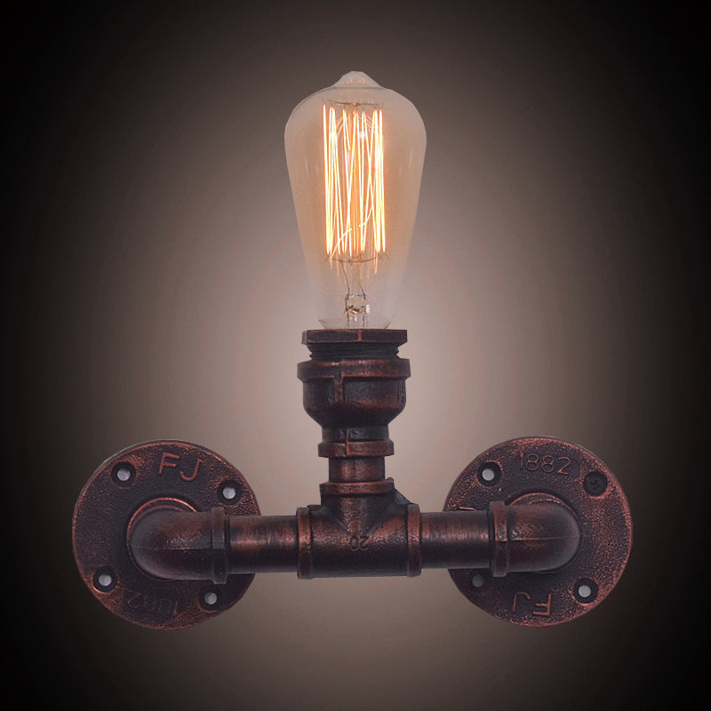 Industrial Style Pipe Shape Wall Sconce Metal 1 Light Sconces for Bedroom