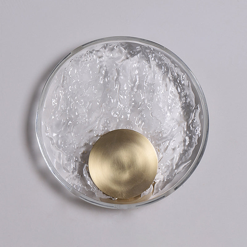 Modern Metal Wall Sconce Circle Shape Wall Light with Crystal Shade for Bedroom