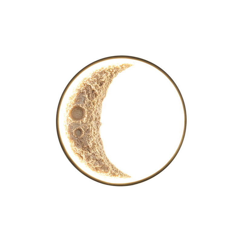 Modern Metal Wall Sconce Circle Shape Wall Light with Resin Shade for Bedroom