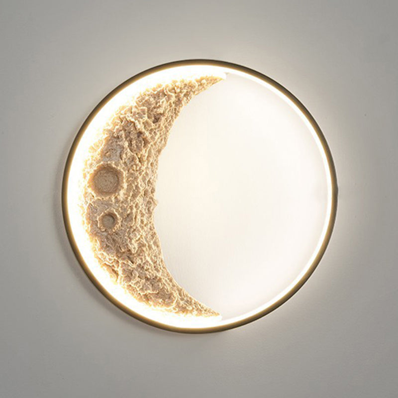 Modern Metal Wall Sconce Circle Shape Wall Light with Resin Shade for Bedroom