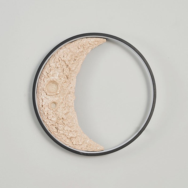Modern Metal Wall Sconce Circle Shape Wall Light with Resin Shade for Bedroom