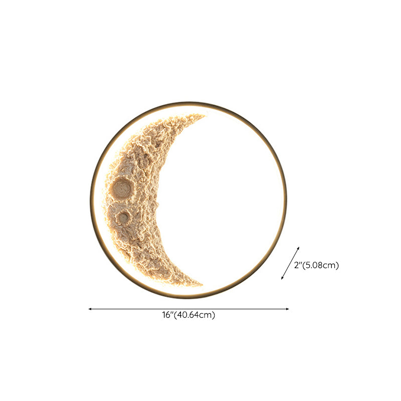 Modern Metal Wall Sconce Circle Shape Wall Light with Resin Shade for Bedroom