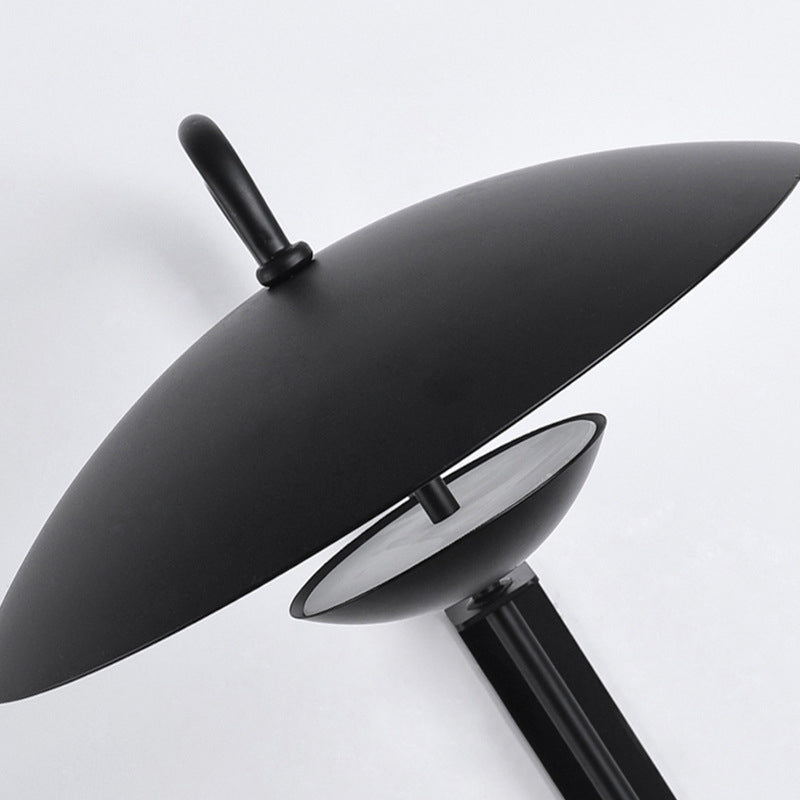 Modern Swing Arm Wall Sconce Circle Shape Wall Light with Metal Shade for Bedroom