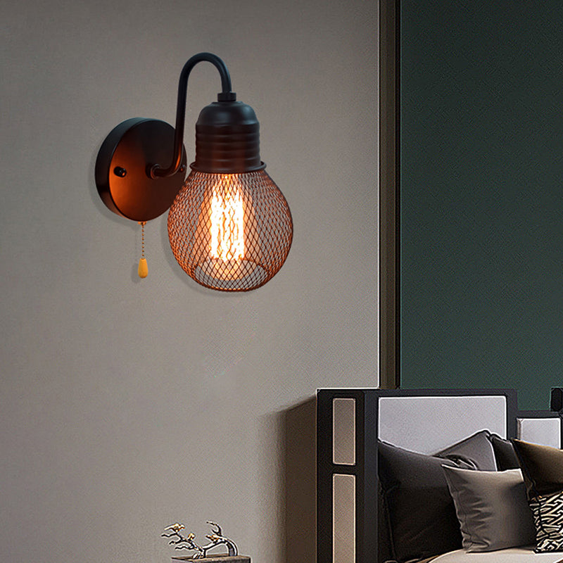 Industrial Wall Sconce Ball Shape Wall Light with Metal Shade for Bedroom