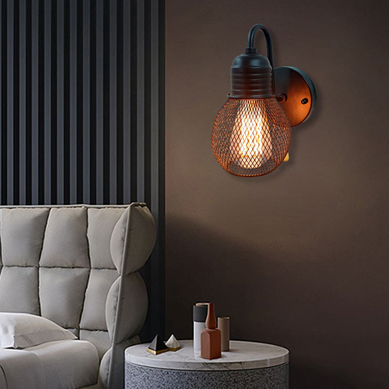 Industrial Wall Sconce Ball Shape Wall Light with Metal Shade for Bedroom