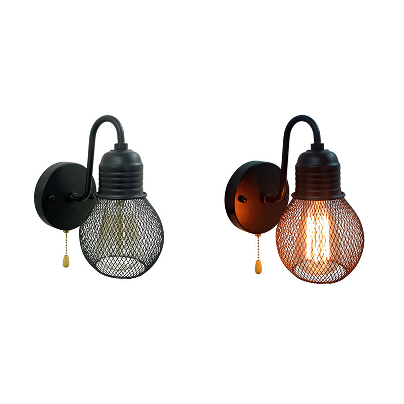 Industrial Wall Sconce Ball Shape Wall Light with Metal Shade for Bedroom