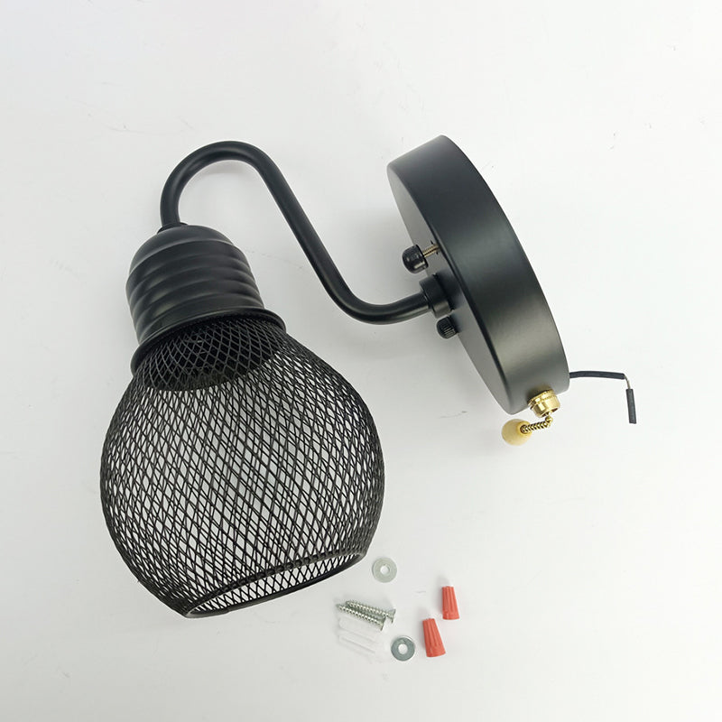 Industrial Wall Sconce Ball Shape Wall Light with Metal Shade for Bedroom