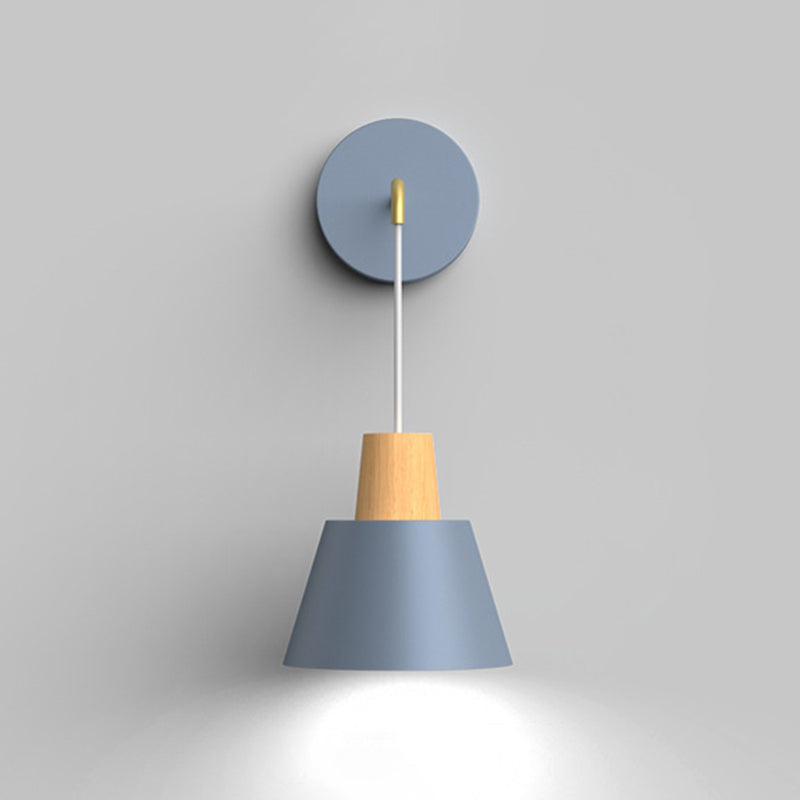 Macaron Style Wall Lamp Metal 1 Light Sconce Light for Bedroom