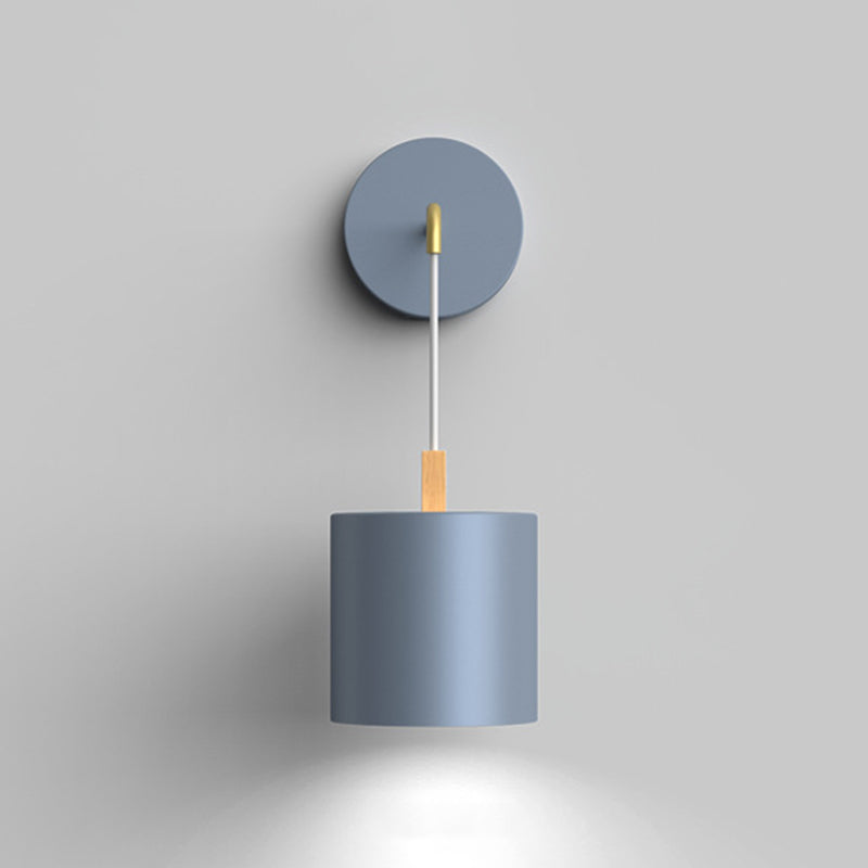 Macaron Style Wall Lamp Metal 1 Light Sconce Light for Bedroom